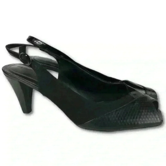 East 5th Heels Size 9.5 Snakeskin Print Peep Toe - Picture 1 of 10